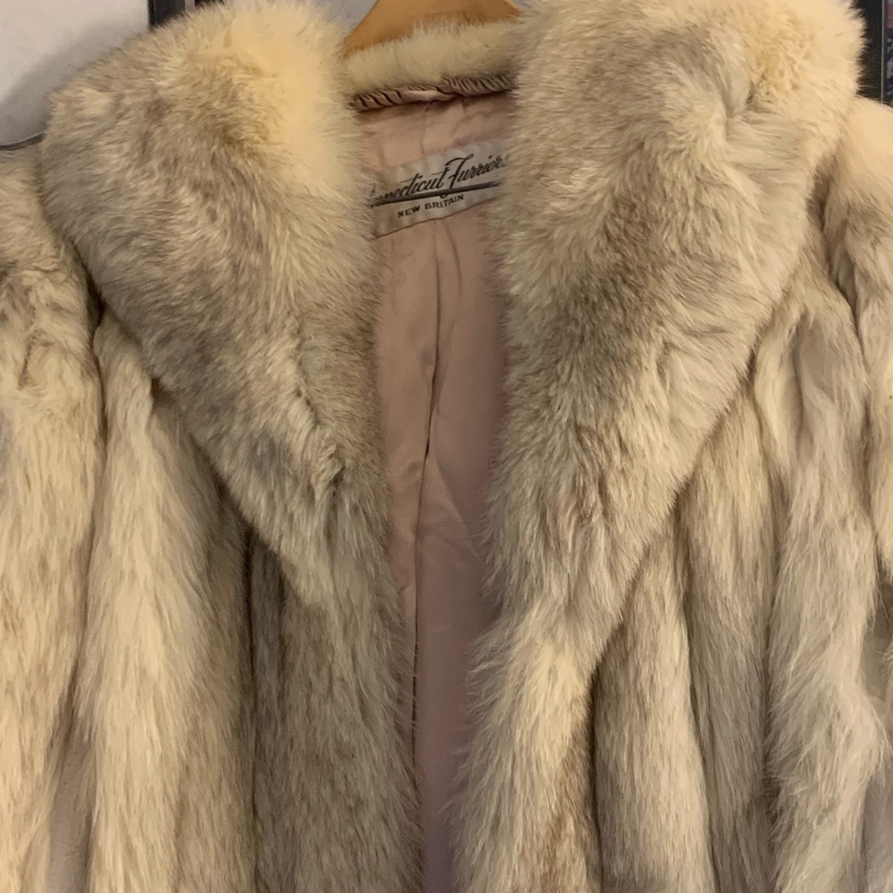 New Britain furriers silver real fox coat vintage